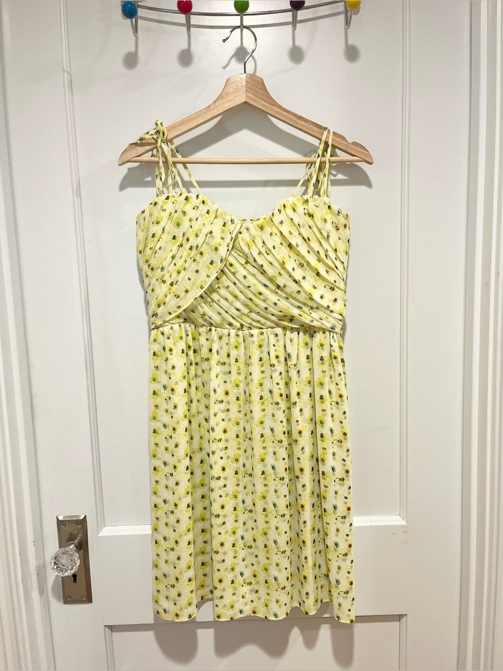 The Kooples Anemone on Chiffon Dress Medium Yellow Floral